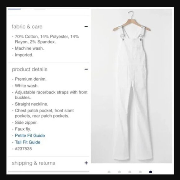 Gap Overalls Petite Bootcut Flare Stretch Cotton Edgy Tomboy Chic NEW Women's XS - Picture 14 of 15